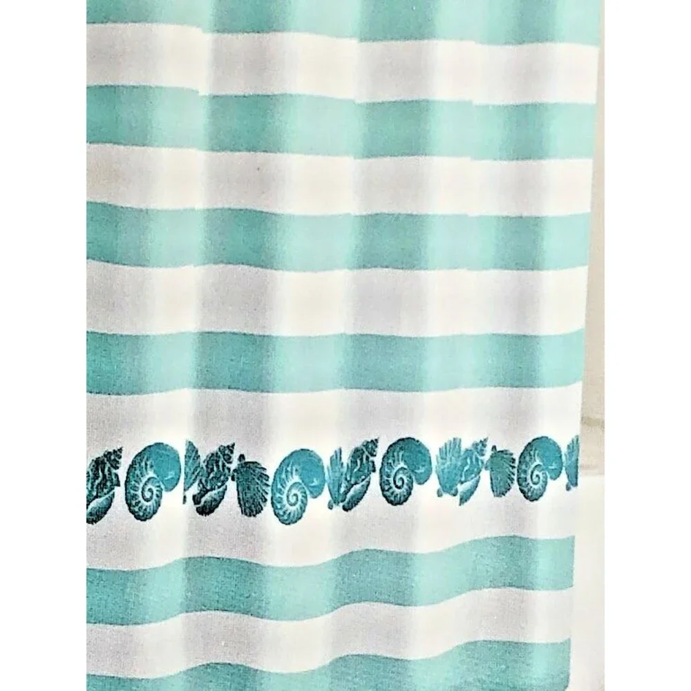 Beach Stripe Shower Curtain Fabric Barnegat Cabana Nautical Summer Beach